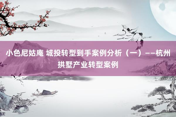 小色尼姑庵 城投转型到手案例分析（一）——杭州拱墅产业转型案例