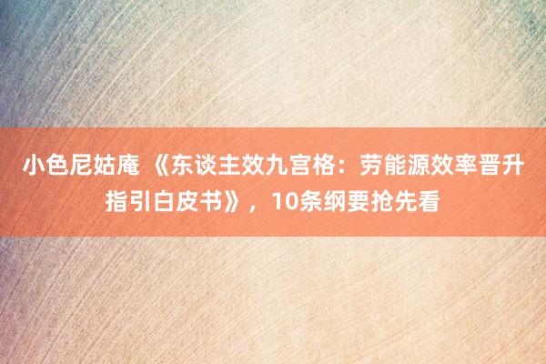 小色尼姑庵 《东谈主效九宫格：劳能源效率晋升指引白皮书》，10条纲要抢先看