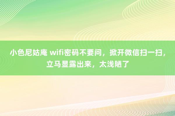 小色尼姑庵 wifi密码不要问，掀开微信扫一扫，立马显露出来，太浅陋了